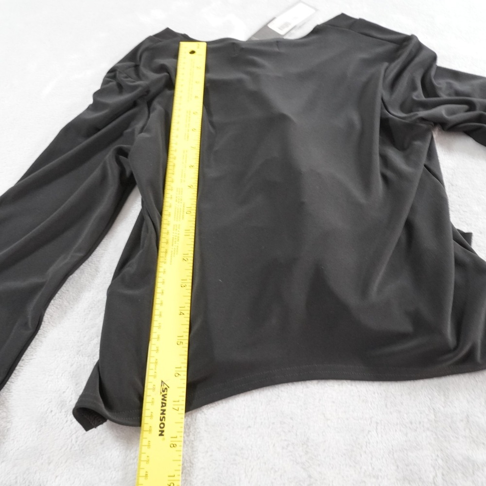 Sympli Black Tie Front Ruffle Blouse Womens L Goth Avant Garde Stretch Top - Picture 9 of 14